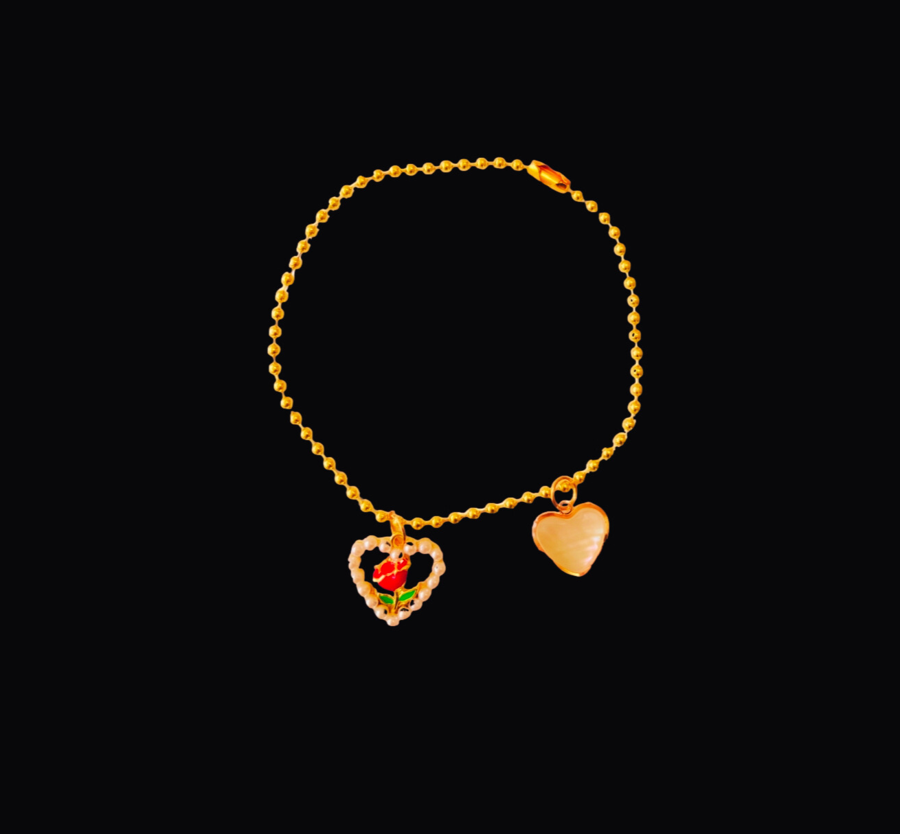 Bermuda Double Heart Pendant Bracelet