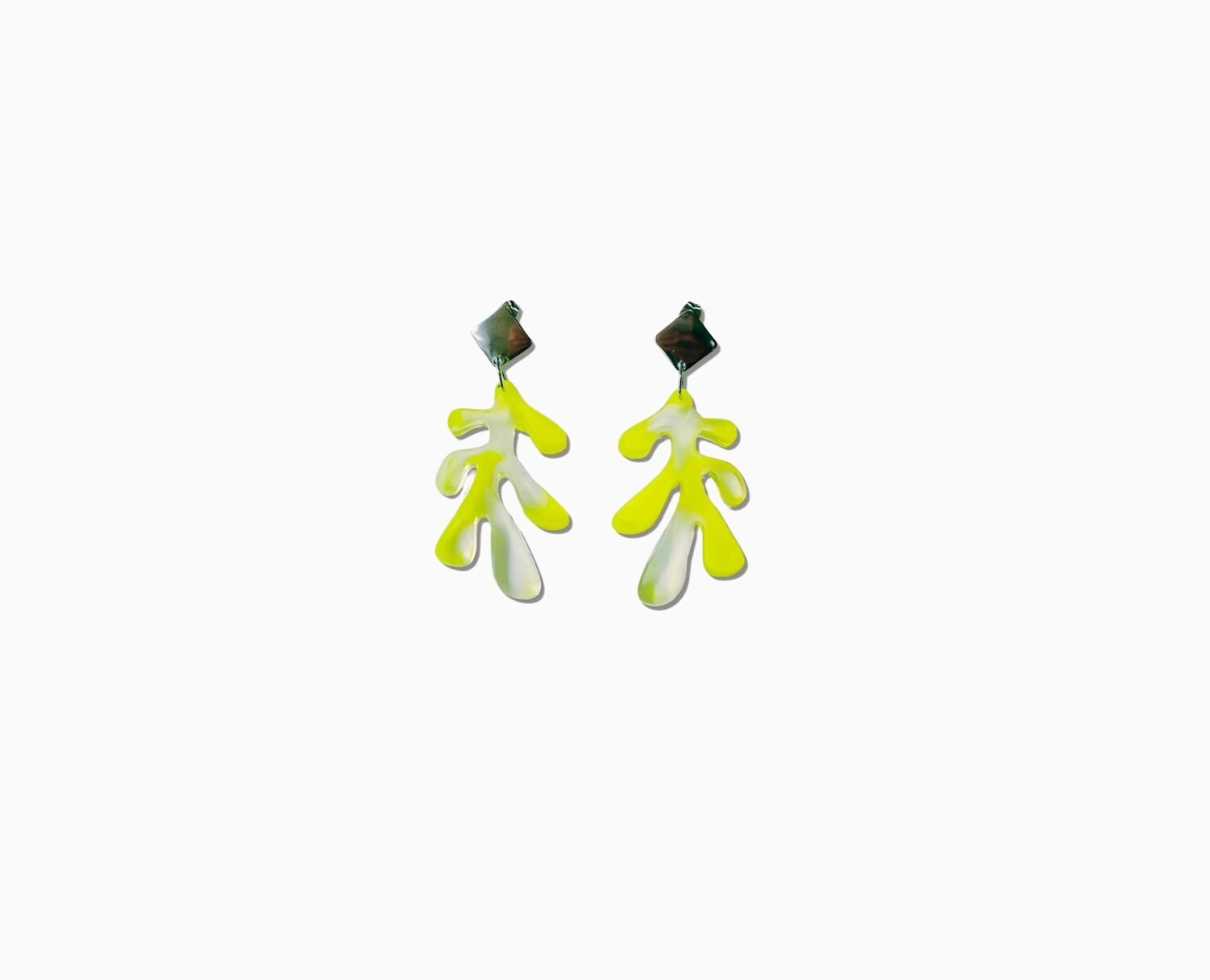 Neon Yellow Leaf Earrings